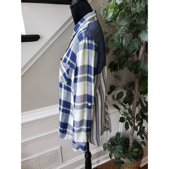 Tribal Women's Blue Rayon Casual Collared Long Sleeve Button Down Shirt Medium - Picture 5 of 11